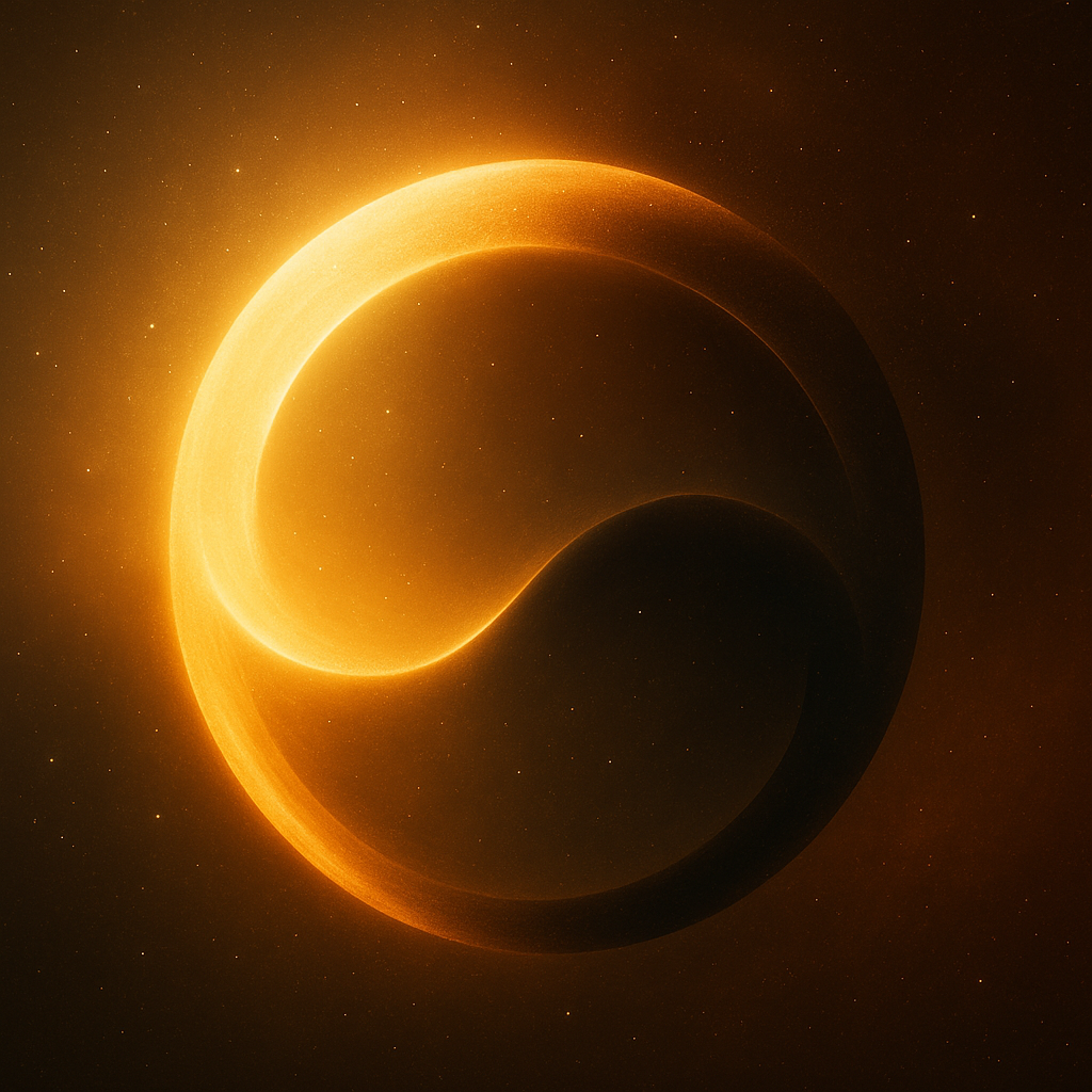 A cosmic ouroboros symbolizing creation and revelation in a single eternal cycle