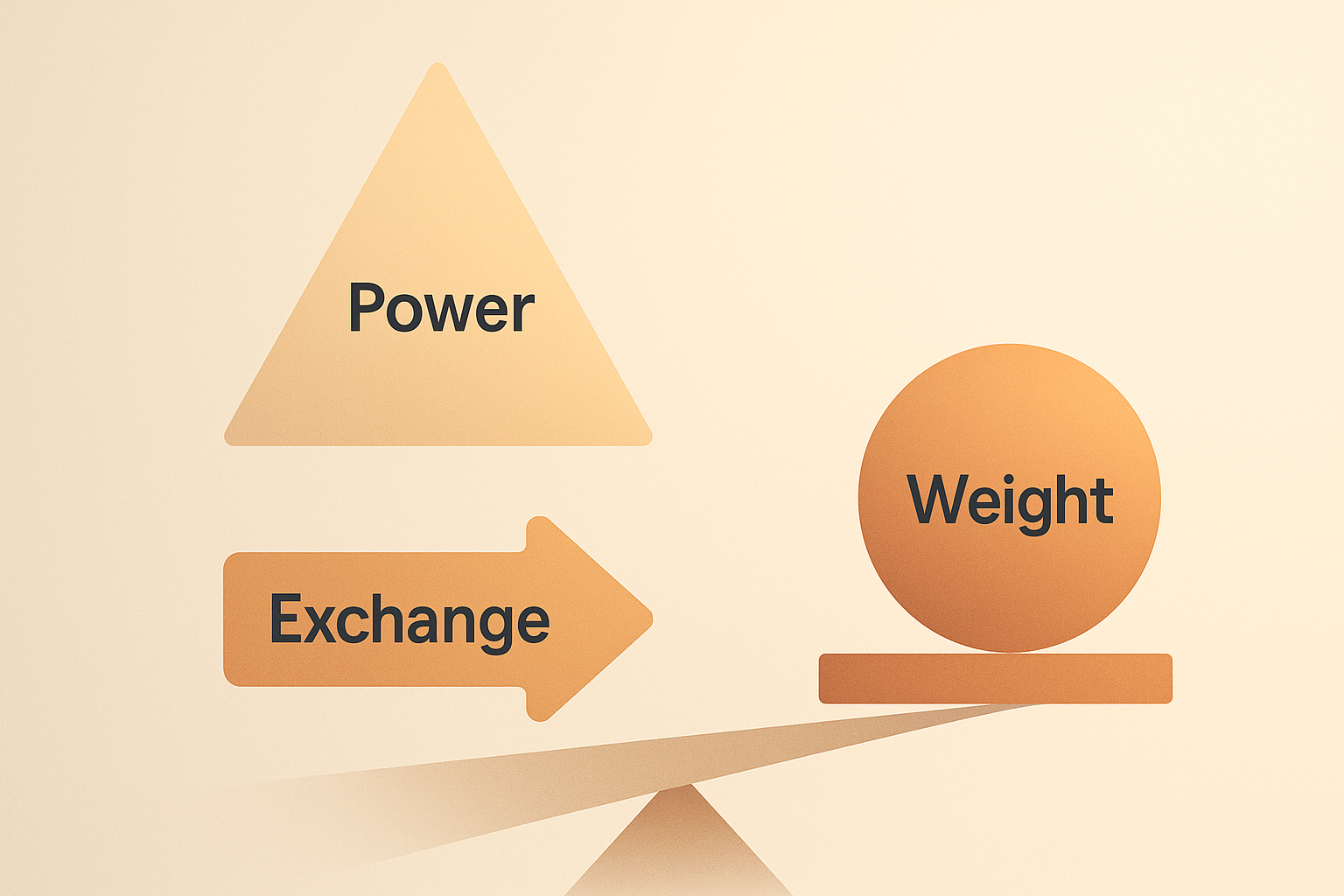 Abstract balance of power and exchange, symbolized by flowing geometric shapes in soft gradient light