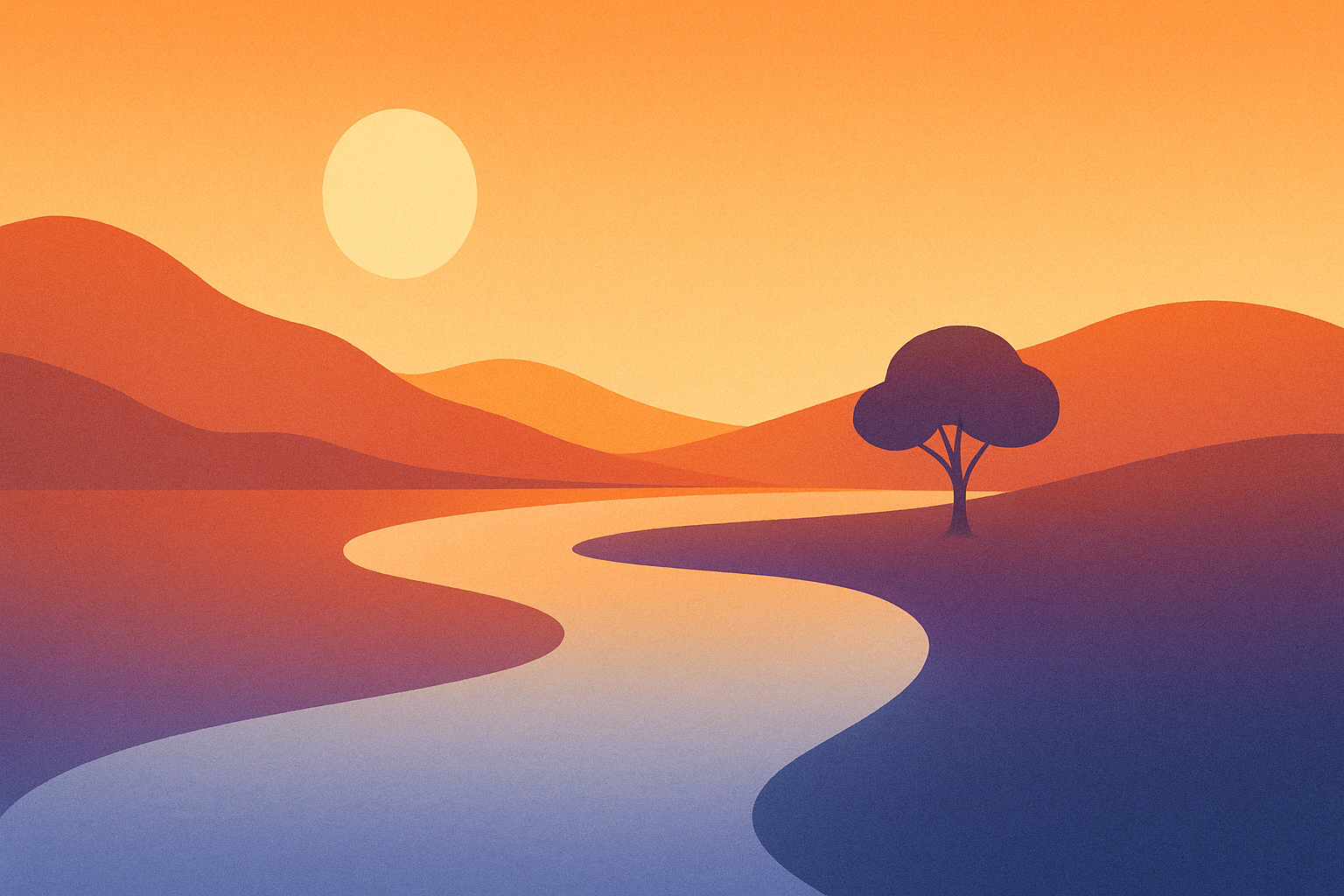 A serene Yoruba landscape with flowing water symbolizing spiritual cleansing and harmony