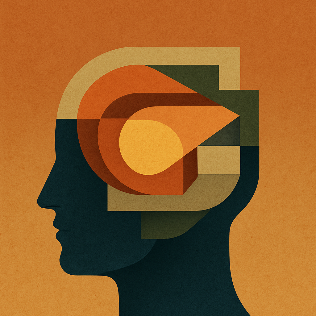 Abstract representation of a human head composed of geometric layers symbolizing the structure of mentality